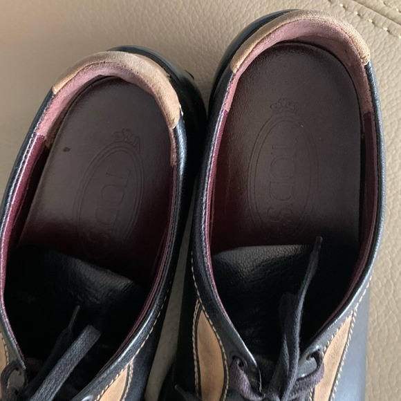 Tod's Leather & Suede Lace Up Bowling Sneakers in Black Size 38 - Picture 9 of 13
